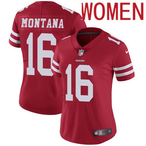 Women San Francisco 49ers 16 Joe Montana Nike Red Vapor Limited NFL Jersey